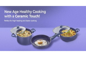 Ceramic Cookware Featuring Cooking Pans With Lids and a Frying Pan